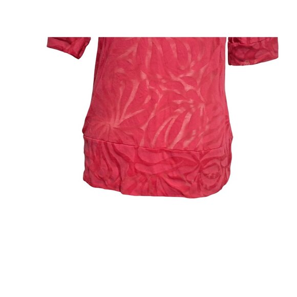 Y2K Rue21 Sheer Red Floral Burnout Womens Top Scoop Neck 3/4 Sleeves XL Cotton/P - Picture 6 of 8